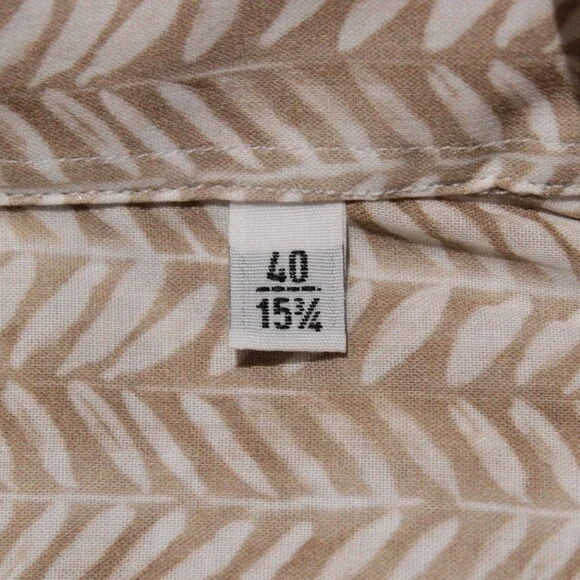 Fedeli NWT Dress Shirt Size 40 15.75 in Beige & White Floral Cotton Blend